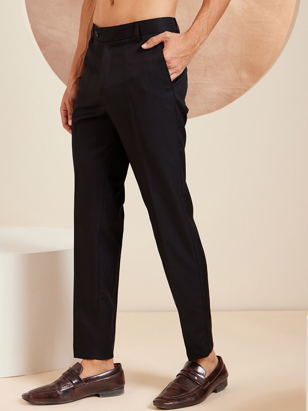 DENNISON Men Smart Tapered Fit Easy Wash Formal Trouser