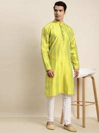 SOJANYA Lelaki Sutera Blend Motif Etnik Sulam Kurta
