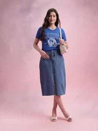 DressBerry Varsity Print V-Neck T-shirt