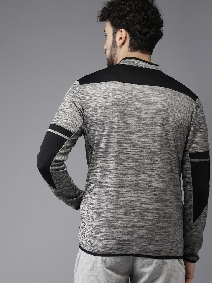 Campus Sutra Men Grey Colourblocked Windcheater Outdoor Sporty Jacket