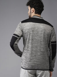Campus Sutra Men Grey Colourblocked Windcheater Outdoor Sporty Jacket