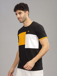 ADRO Colourblocked Regular Fit Cotton T-shirt