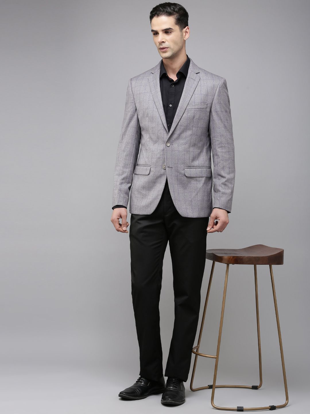 Park Avenue Super Slim Fit Checked Single Breasted Blazer