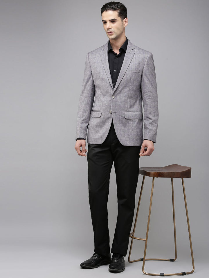 Park Avenue Super Slim Fit Checked Single Breasted Blazer