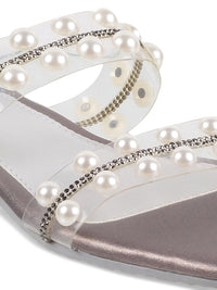 Metro Women Embellished Open Toe Flats