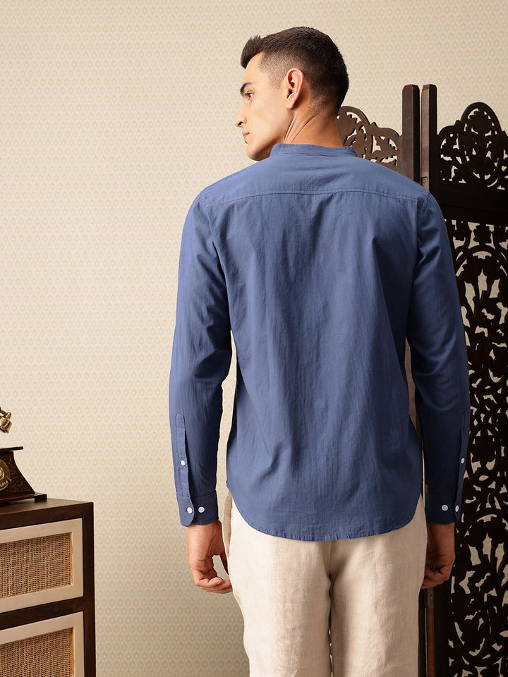 House of Pataudi Floral Embroidered Pure Cotton Jashn Casual Shirt