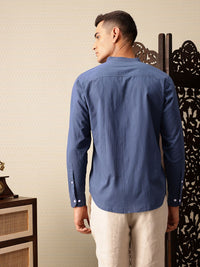 House of Pataudi Floral Embroidered Pure Cotton Jashn Casual Shirt