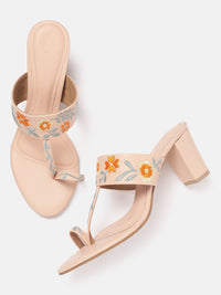 House of Pataudi Floral Embroidered Block Heels