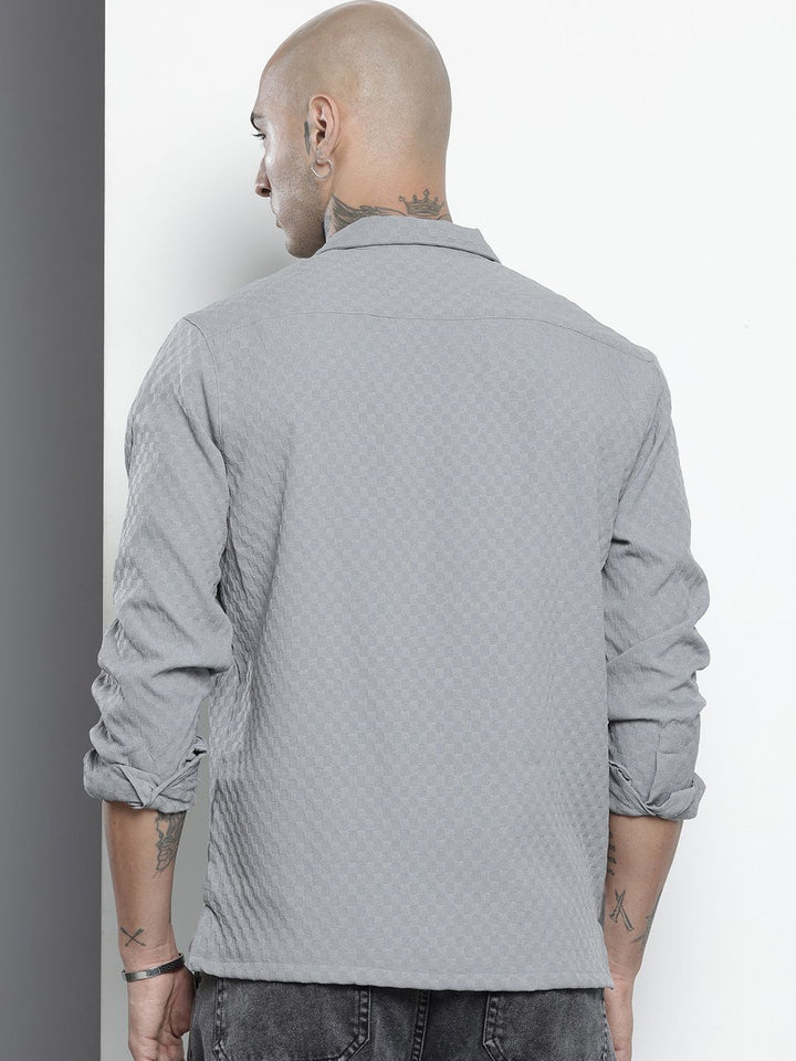 The Indian Garage Co Self Checked Cuban Collar Casual Shirt