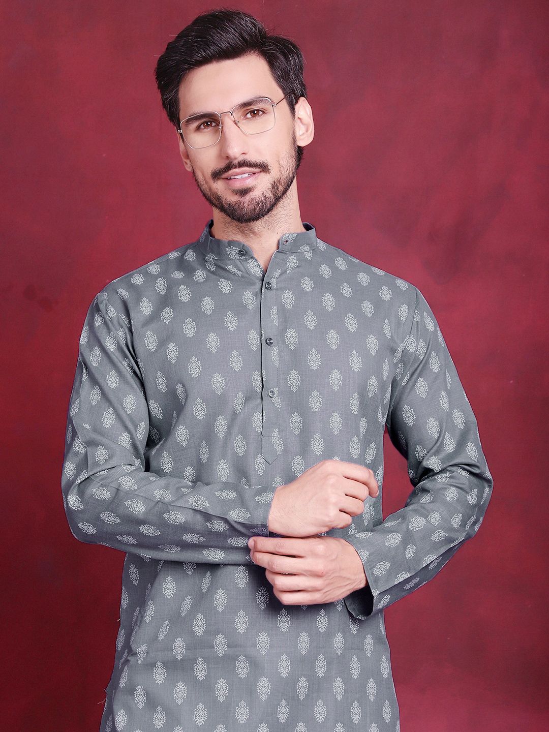 JOMPERS ETHNIC MOTIF PRINTED CART COLTAR COLTON COTTON PURE KURTA WITH CHURIDAR