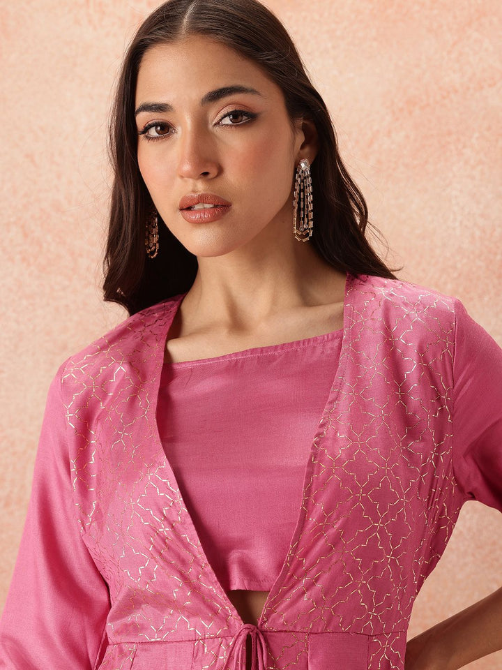 all about you Foil Printed Empire Kurta Sets With Dupatta