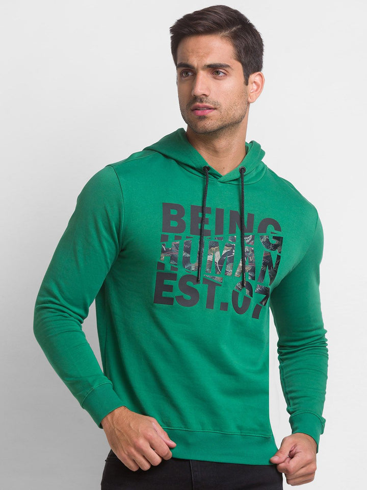 Being Human Men Green Printed Sweatshirt