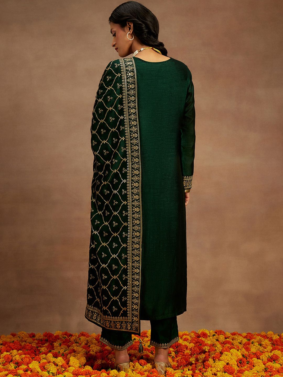 Libas Ethnic Motifs Embroidered Regular Kurta With Trousers & Dupatta