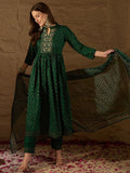 KALINI Floral Embroidered Empire Thread Work Kurta with Trousers & With Dupatta