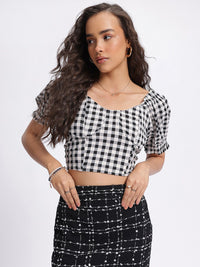 DressBerry The Retro Remix Checked Crop Top