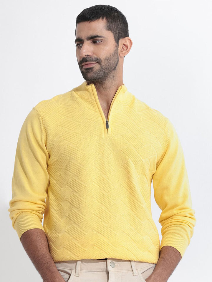RARE RABBIT Men Troyo Solid Mock Collar Sweater