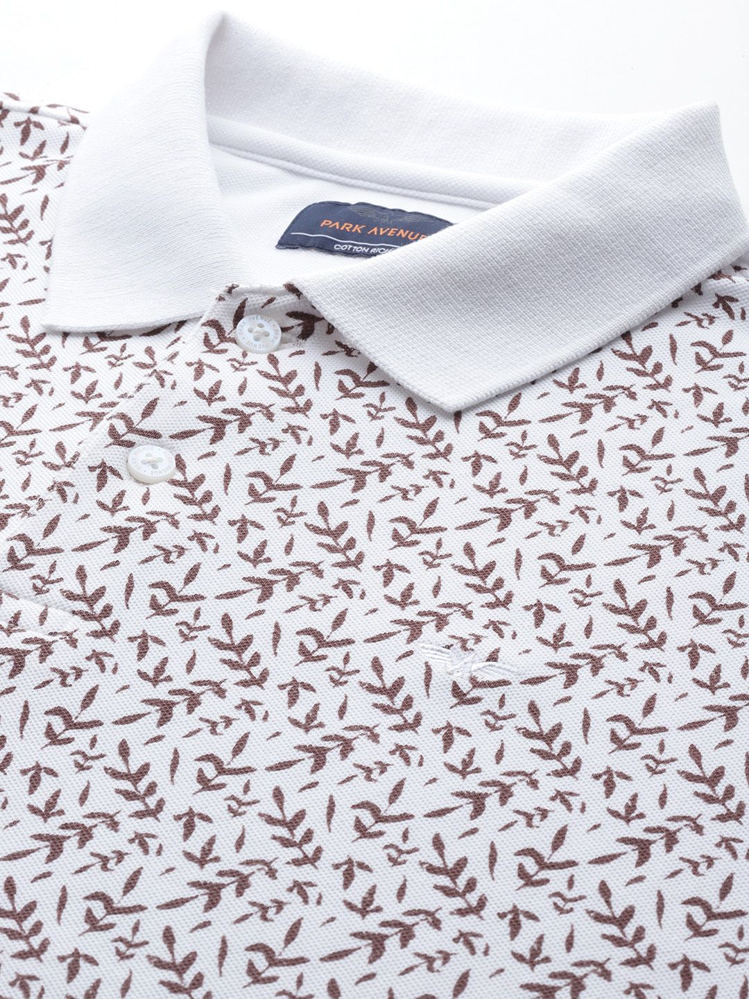 Park Avenue Men Floral Printed Polo Collar Slim Fit T-shirt