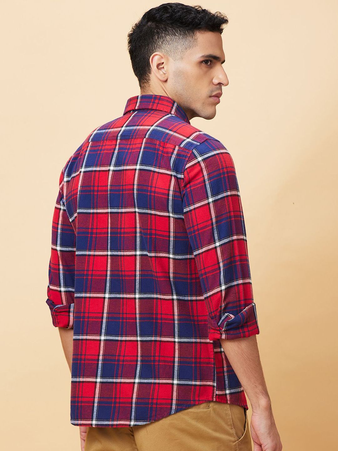 Being Human Men Pure Cotton Slim Fit Tartan Checks Opaque Checked Casual Shirt