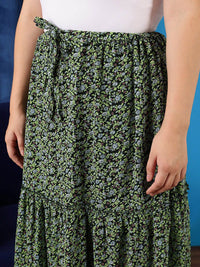 CURVY STREET Floral Printed Maxi A-Line Skirt
