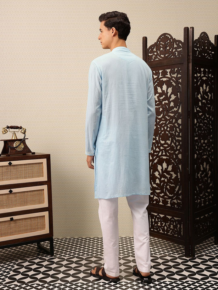 House of Pataudi Striped & Embroidered Jashn Kurta