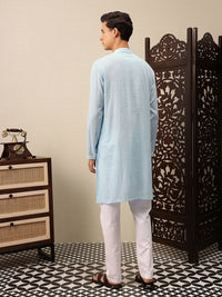 House of Pataudi Striped & Embroidered Jashn Kurta