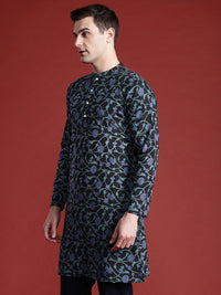 Anouk Men FloralPrinted Mandarin Collar Pure Cotton Kurta