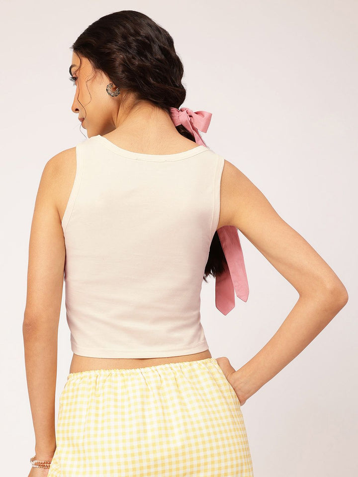 DressBerry Conversational Print Sleeveless Crop T-shirt