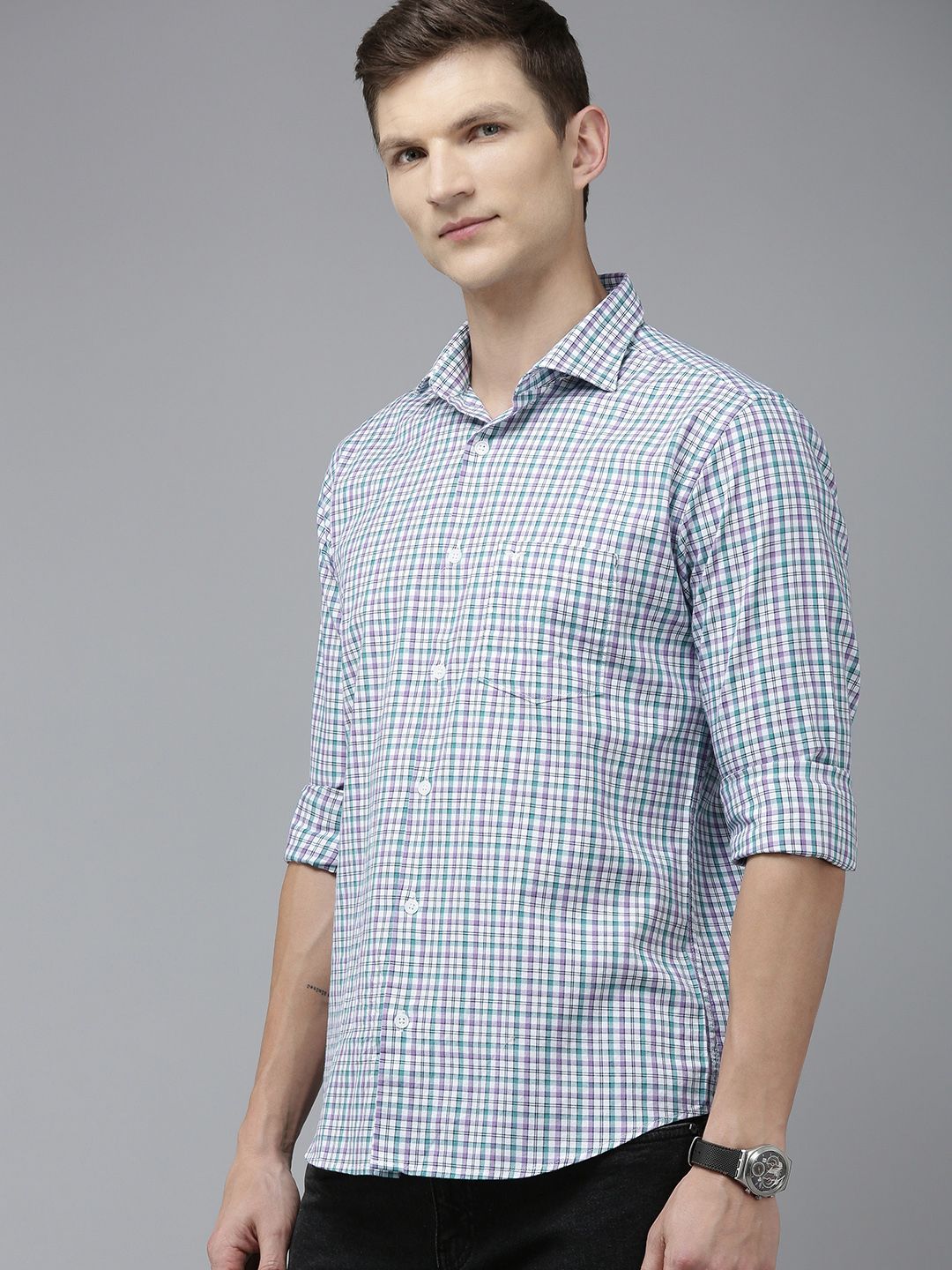 Park Avenue Slim Fit Pure Cotton Checked Casual Shirt