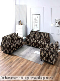 Cortina Black & Grey Ethnic Printed Three Seater Sofa Cover