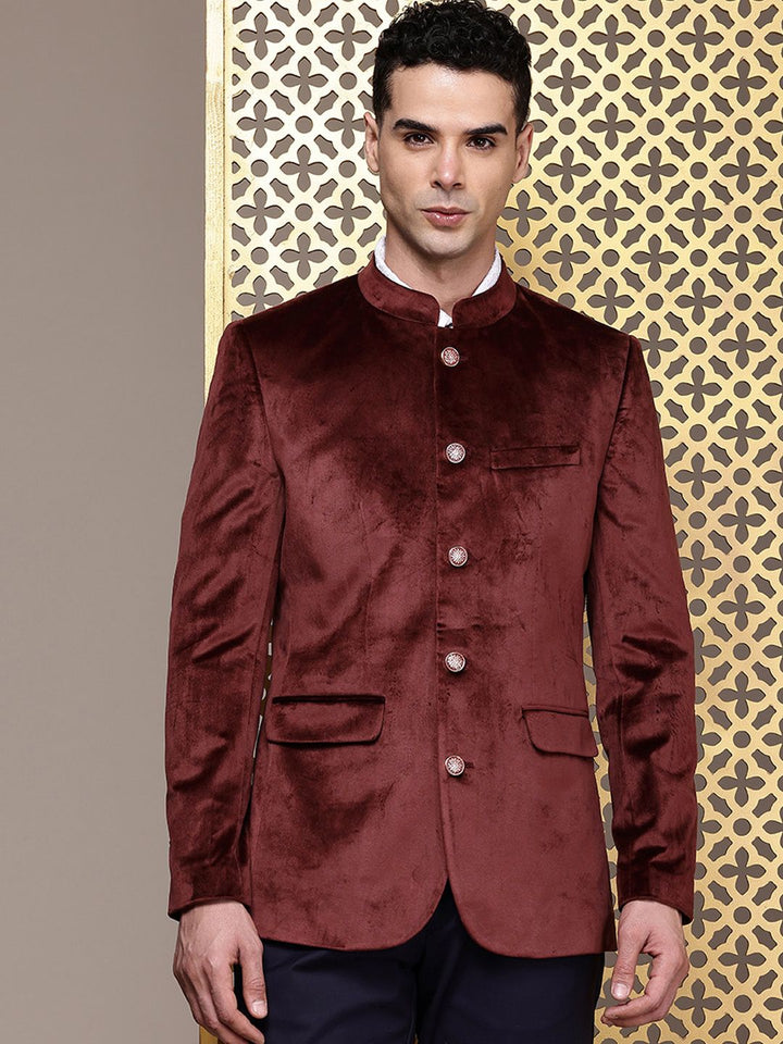 House of Pataudi Velvet Finish Jashn Party Bandhgala Blazers