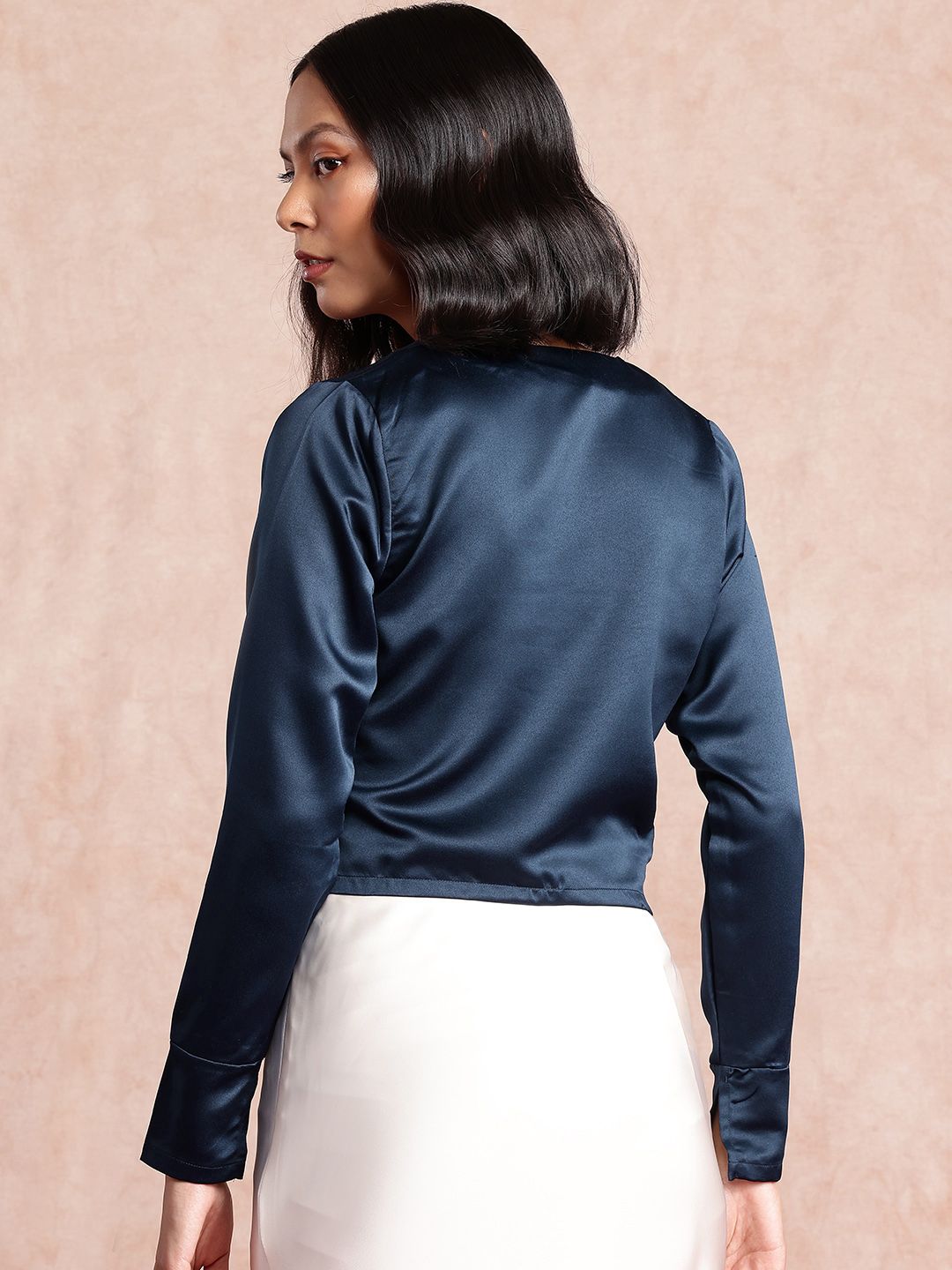 all about you V-Neck Gathered or Pleated Satin Crop Top