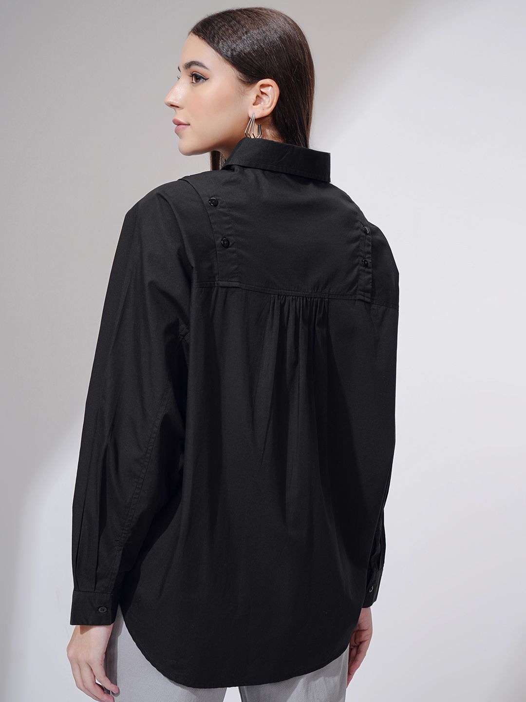 Tokyo Talkies Women Solid Dropshoulder Oversized Fit Shirt