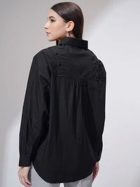 Tokyo Talkies Women Solid Dropshoulder Oversized Fit Shirt