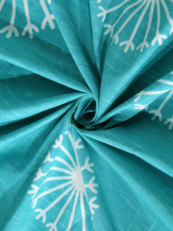 KLOTTHE Blue & White Floral 300 TC Fitted Super King Double Bedsheet with 2 Pillow Covers