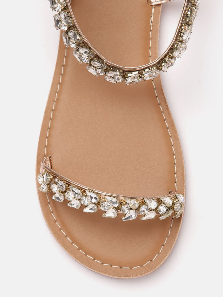 Lino Perros Women Embellished Party Open Toe Flats