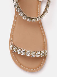 Lino Perros Women Embellished Party Open Toe Flats