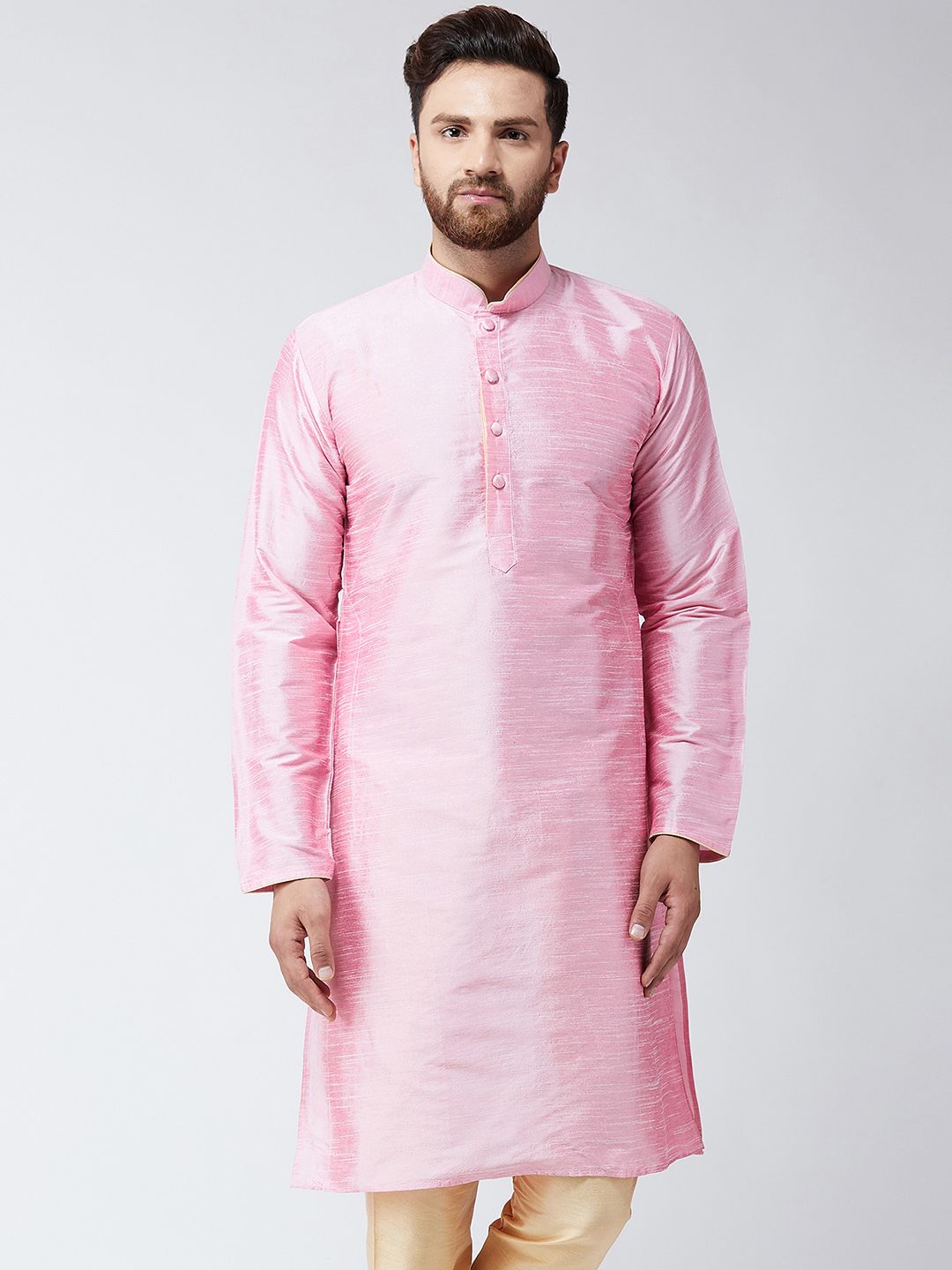 SOJANYA Men Pink Solid Kurta Lurus