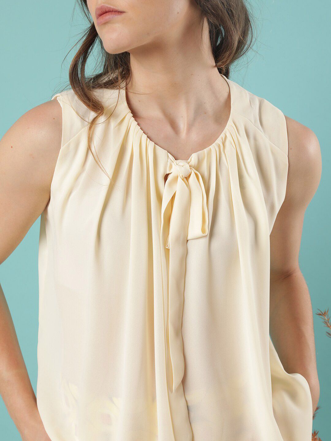 RAREISM Tie-Up Neck Top