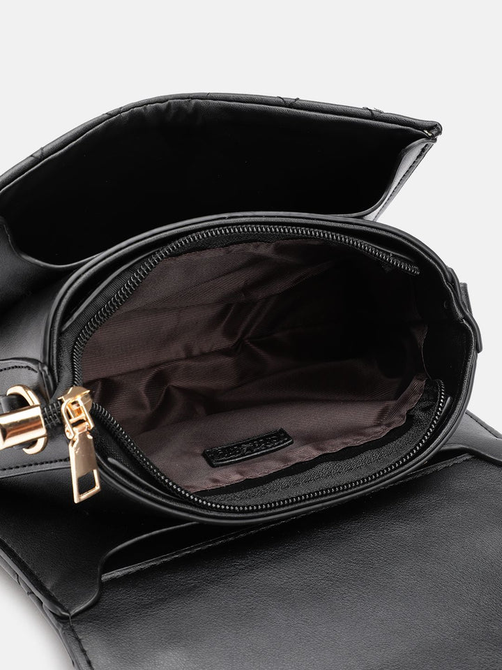 DressBerry Quilted Structured Satchel Bag