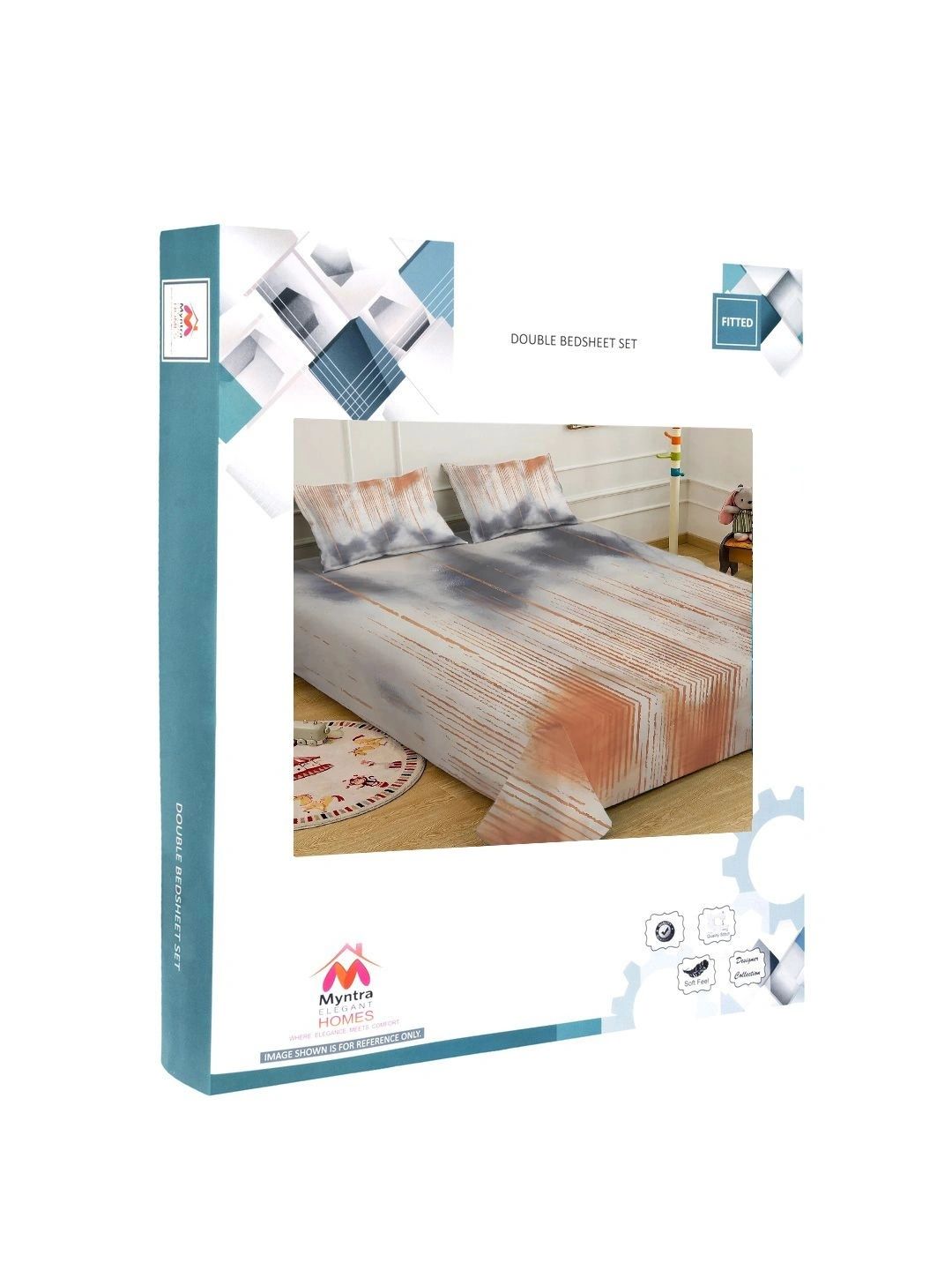 Myntra Elegant Homes Grey 400 TC Cadar Katil King dengan 2 Sarung Bantal