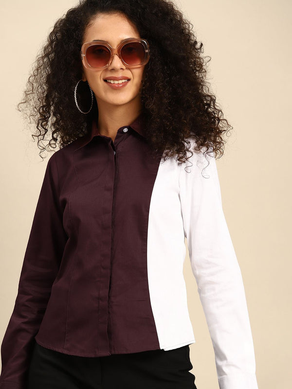 DENNISON Women Smart Slim Fit Opaque Colourblocked Casual Shirt