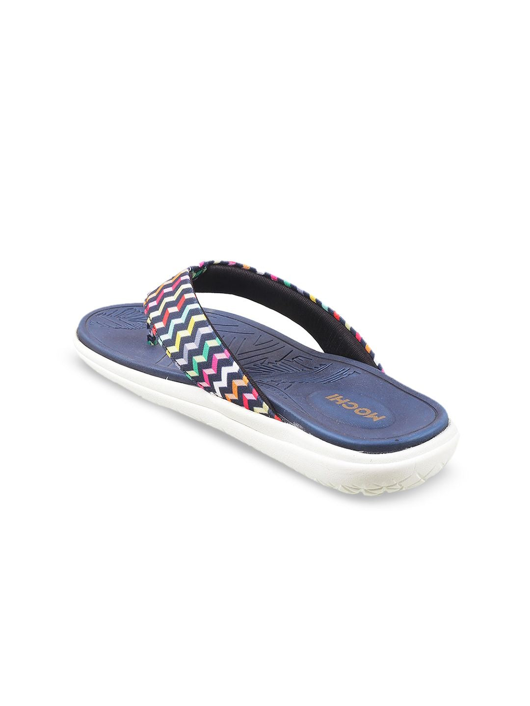 Mochi Women Blue Printed Open Toe Flats
