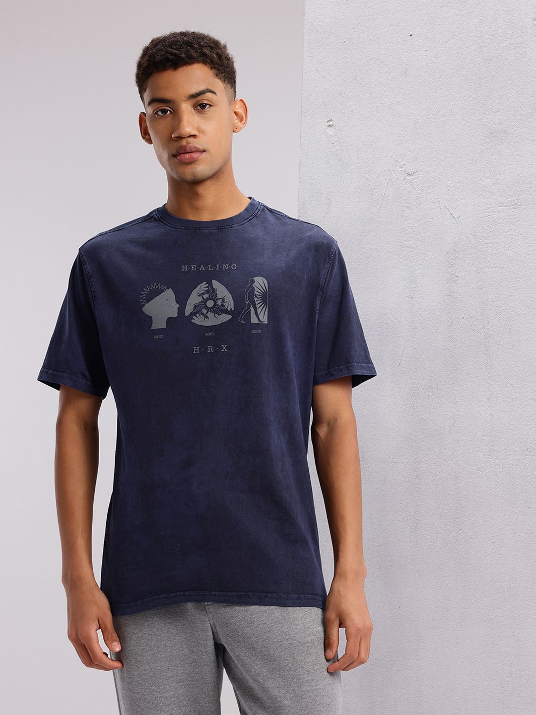 HRX by Hrithik Roshan Printed Pure Cotton Yoga T-shirt