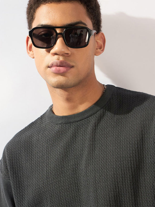 DENNISON Men Oversized Round Neck Knitted T-Shirt