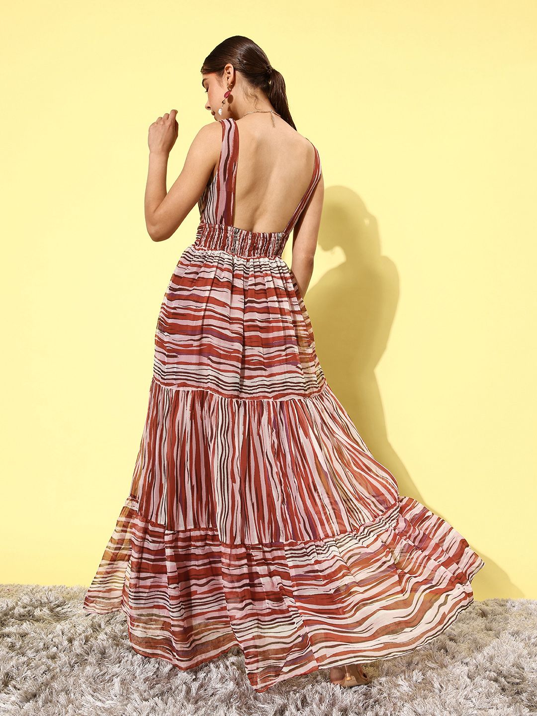 QUIERO Women Rust Abstract Sundress
