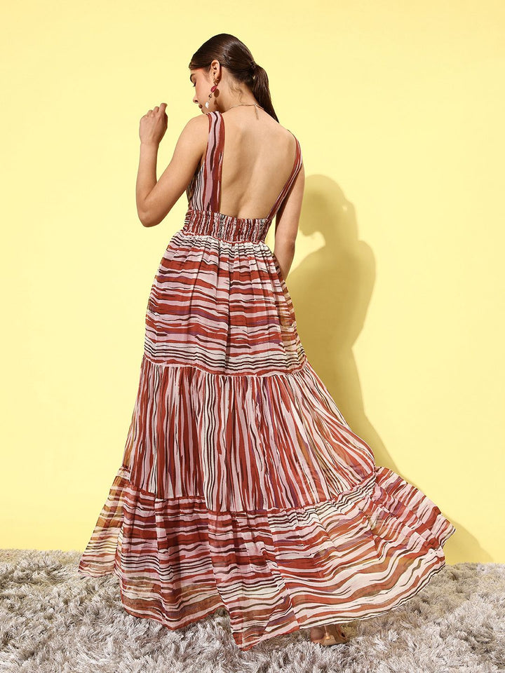 QUIERO Women Rust Abstract Sundress