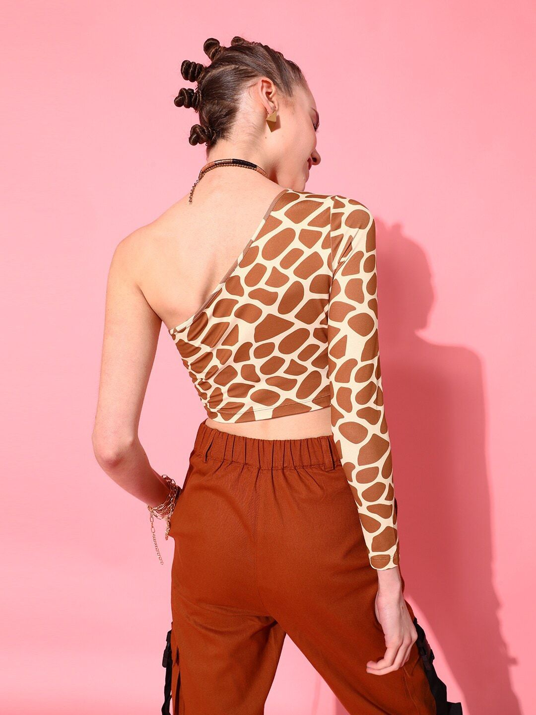 STREET 9 Rust Printed One Shoulder Top