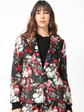 Rareism Floral Printed Slim-Fit Single-Breasted Blazer
