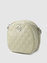 Lino Perros Sage Green Quilted Half Moon Sling Bag with Non-Detachable Sling Strap