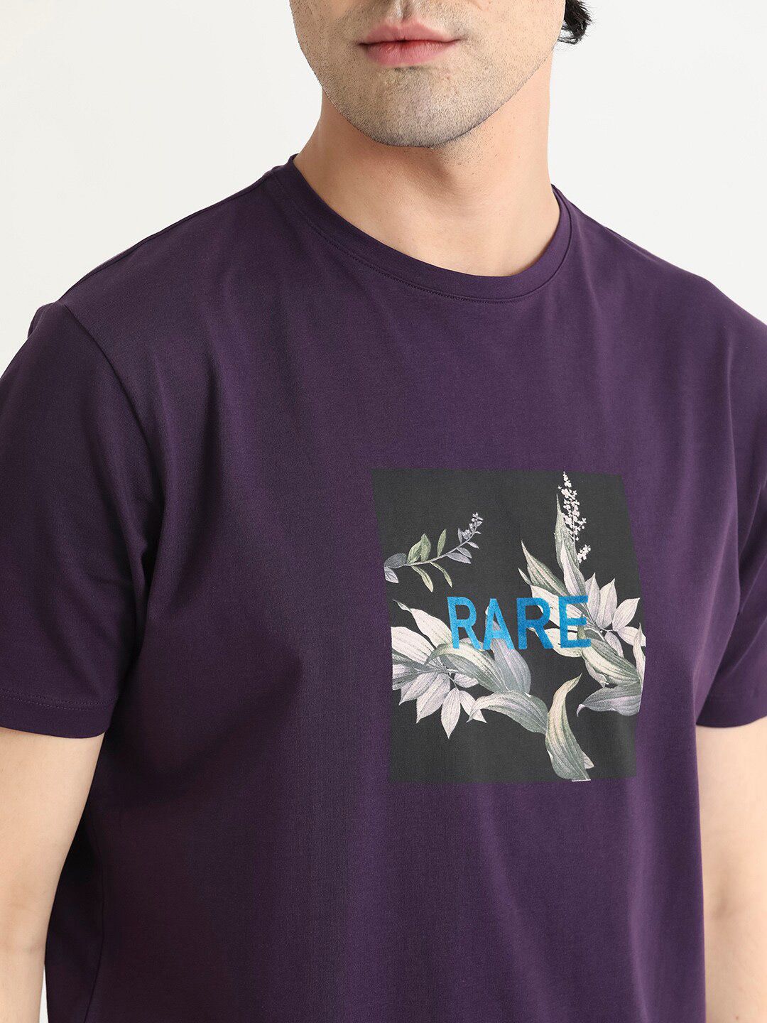 RARE RABBIT Men Mant Graphic Printed Round Neck Cotton Slim Fit T-Shirt